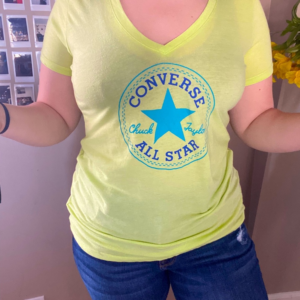 Converse All Star Neon Green V neck